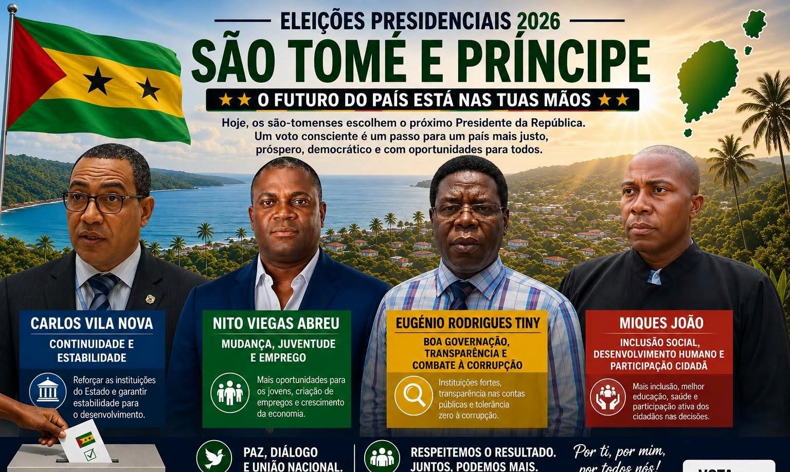 Mais de 142 mil eleitores escolhem hoje o próximo Presidente de São Tomé – MozFlash24H